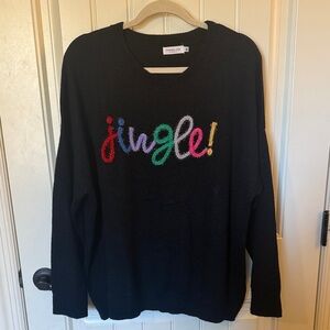 Chic Soul Black Sweater with Multicolor 'Jingle' Design
